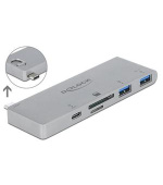 Delock Hub se 3 porty a čtečka karet se 2 sloty pro MacBook s PD 3.0 a zatažitelným připojením USB Type-C™