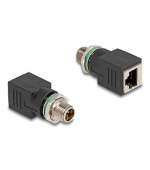 Delock M12 adaptér, ze čtyřpinové X-kódované zástrčky na konektor RJ45 přímý