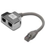 Digitus Adaptér pro patch kabel CAT 5e, 2x CAT 5e, stíněné PC-PC, 2x samice RJ45 až 1x samec RJ45, 0,19 m