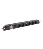 LANBERG NAPÁJECÍ DISTRIBUČNÍ JEDNOTKA (PDU) 19" 1U 16A 6X FRANCOUZSKÉ ZÁSUVKY 2M ČERNÁ