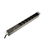 DIGITUS 19" PDU, 1U hliník, SCHUKO -> 7x CEE 7/4, JISTIČ