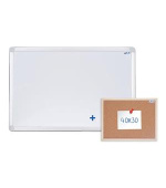 AVELI Magnetická tabule 90x60 cm, hliníkový rám+ korková nástěnka 40x30 cm