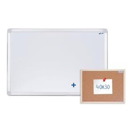 AVELI Magnetická tabule 90x60 cm, hliníkový rám+ korková nástěnka 40x30 cm