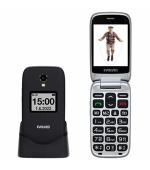 EVOLVEO EasyPhone FS, vyklápěcí mobilní telefon 2.8" pro seniory s nabíjecím stojánkem (černá barva)