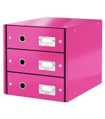 LEITZ Zásuvkový box  Click&Store, 3 zásuvky, růžová