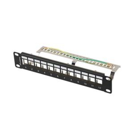 LANBERG PATCH PANEL 12 PORTŮ 1U 10" FTP PRO MODULY KEYSTONE ČERNÝ  V2