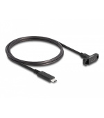 Delock Kabel SuperSpeed USB 10 Gbps (USB 3.2 Gen 2) ze zástrčky USB Type-C™ na zásuvku, 1 m panelová montáž, černý