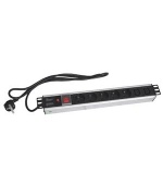 19" napájecí panel OC 5x230V+2xIEC 2m PPO SW Black