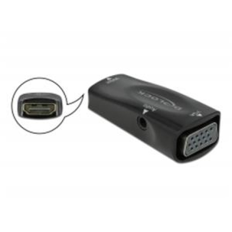 Delock Adaptér ze zásuvkového konektoru HDMI-A na zásuvkový konektor VGA 1080p se zvukem