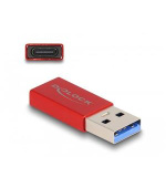 Delock Adaptér USB 10 Gbps, ze zástrčkového konektoru USB Typu-A na zásuvkový konektor USB Type-C™, aktivní červená