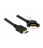 Delock kabel HDMI A samec > HDMI A samice přišroubovatelná 110° nahnutá 1 m