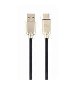GEMBIRD CABLEXPERT Kabel USB 2.0 AM na Type-C kabel (AM/CM), 1m, pogumovaný, černý, blister, PREMIUM QUALITY