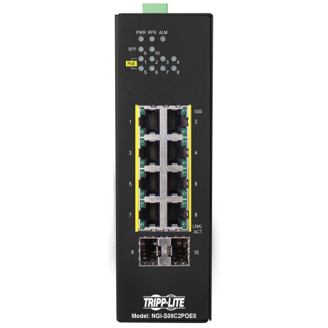 Přepínač 8x zdroj Lite Managed Ethernet Switch, 10/100/1000Mb/s, 2GbE SFP, PoE+ 30W, -10°?+60°C, DIN