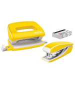 LEITZ Set mini sešívačky a děrovačky  WOW, žlutá