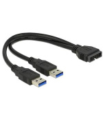 Delock kabel USB 3.0 Pin konektor samec > 2 x USB 3.0 Type-A samec 25 cm