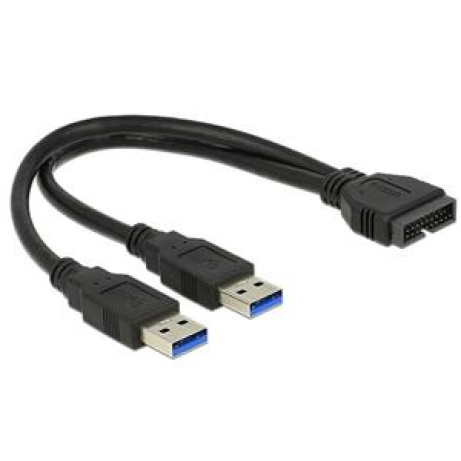 Delock kabel USB 3.0 Pin konektor samec > 2 x USB 3.0 Type-A samec 25 cm