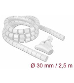 Delock Spirálová hadice se vtahovacím nástrojem 2,5 m x 30 mm, bílá