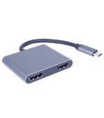 MST adaptér USB-C na 2x HDMI, USB3.0, PD, 4K,FHD