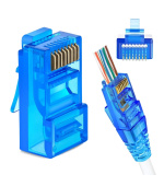 W-Star Konektor UTP RJ45EZ Cat5e100ks pozlacený, modrá, pass through ethernet RJ45EZ5BS