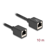 Delock Síťový prodlužovací kabel ze zásuvku RJ45 na zásuvku RJ45, Cat.6A, S/FTP, 10 m, černý