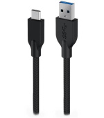 Genius ACC-A2CC-3A, Kabel, USB A / USB-C, USB 3.0, 3A, QC 3.0, opletený, 1,5m, černý