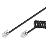 PremiumCord Kabel telefonní sluchátkový kroucený 4 žíly 7m - černý