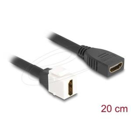 Delock Kabel HDMI Keystone modulu ze zásuvky na zásuvku, 8K 60 Hz, 20 cm, černý