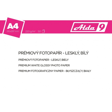 ALDA9 Fotopapír A4 220 g/m2, prem. lesklý, 50listů
