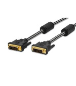 Ednet Připojovací kabel DVI, DVI (24 + 1), 2x ferit samec/samec, 3,0 m, DVI-D Dual Link, bavlna, zlato, černý