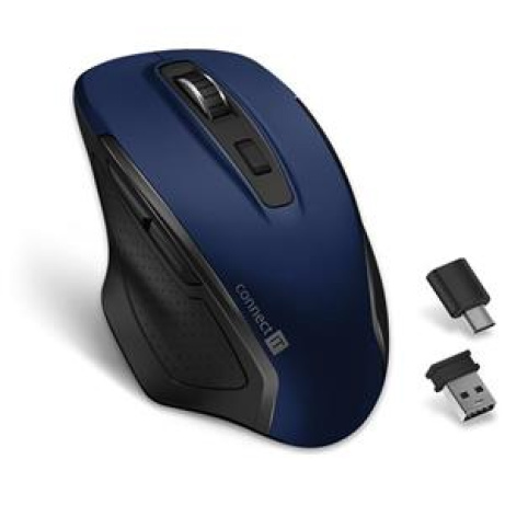 CONNECT IT Dual SmartSwitch bezdrátová myš, USB-A + C (+1x AA baterie zdarma), MODRÁ