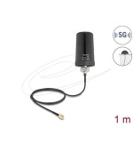 Delock 5G LTE GNSS WiFi 6 Anténa SMA samec 1,1 - 4,0 dBi všesměrová, připoj. kabel ULA100 1 m střešní montáž venkovní