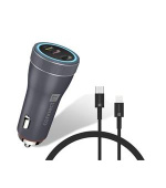 CONNECT IT InCarz DUPLEX nabíječka do auta, 2x USB-C, 1x Lightning, ANTRACITOVÁ