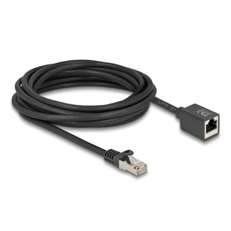 Delock Síťový prodlužovací kabel ze zástrčky RJ45 na zásuvku RJ45, Cat.6A, S/FTP, 5 m, černý