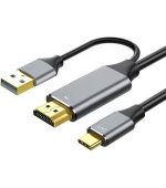 PremiumCord HDMI2.0 na USB-C kabel pro monitory s USB-C konektorem, 4K@60Hz,1080p Aluminium 2m