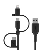 Belkin BOOST CHARGE™ Univerzální kabel USB-A/microUSB s adaptérem na Lightning a USB-C konektorem, 1m, černý
