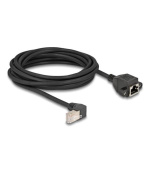 Delock Síťový prodlužovací kabel ze zástrčky S/FTP RJ45, pravoúhlý (90°), na integrovanou zásuvku RJ45, Cat.6A, 5 m, černý