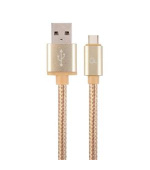 GEMBIRD CABLEXPERT Kabel USB 2.0 AM na Type-C kabel (AM/CM), 1,8m, opletený, zlatý, blister