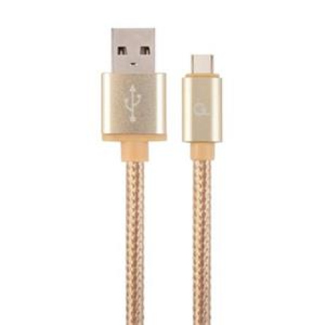 GEMBIRD CABLEXPERT Kabel USB 2.0 AM na Type-C kabel (AM/CM), 1,8m, opletený, zlatý, blister