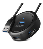 AXAGON HUE-P1A, 4x USB 3.2 Gen 1 ROUND hub, micro USB napájecí konektor, kabel USB-A 30cm
