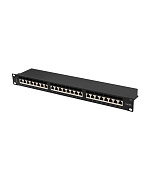 LANBERG PATCH PANEL 24 PORTŮ 1U 19" CAT.6A FTP STÍNĚNÝ ČERNÝ