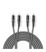 Nedis COTH24200GY50 - Stereofonní Audio Kabel | 2x RCA Zástrčka – 2x RCA Zástrčka | 5 m | Šedá barva