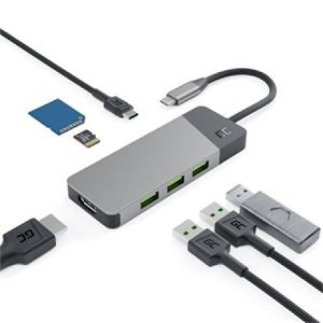 Green Cell Adapter HUB Connect 7in1 (3xUSB-A 3.1 HDMI 4K 60Hz USB-C PD 85W) for Apple MacBook,Lenovo,Asus,Dell