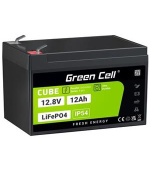 Green Cell CUBE LiFePO4 baterie pro volný čas 12Ah 12,8V 153,6Wh solární baterie pro invalidní vozík, hračky, skútry, sekačky na t