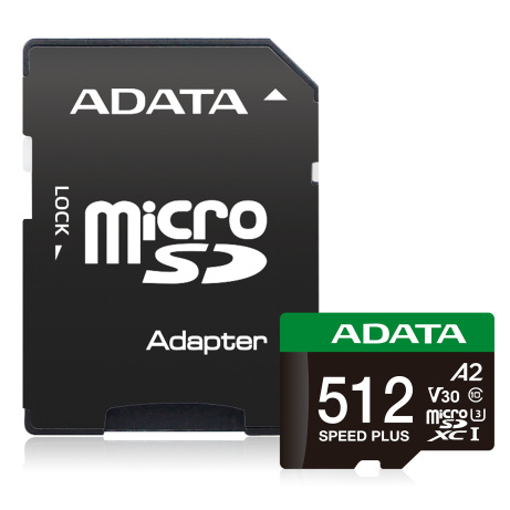 Adata Speed Plus/Micro SD/512GB/UHS-I U3 / Class 10/+ Adaptér