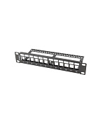 LANBERG PATCH PANEL 12 PORTŮ 1U S ORGANIZÉREM PRO KEYSTONE MODULY ČERNÝ