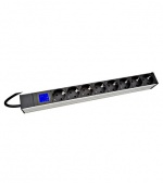 PDU IT METER, integr.merení, 8x Schuko,Al ,19", 1U, RAL 7035