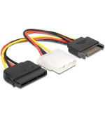 Delock Power Adapter SATA 15-pin samec > Molex samice 4-pin + SATA 15-pin samice, 16,5cm