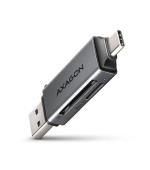 AXAGON CRE-DAC, USB-C + USB-A, 5 Gbps - MINI čtečka karet, 2-slot & lun SD/microSD, podpora UHS-I