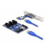 Delock Karta PCI Express Riser x1 na 3 x PCIe x1, s 50 cm USB kabelem