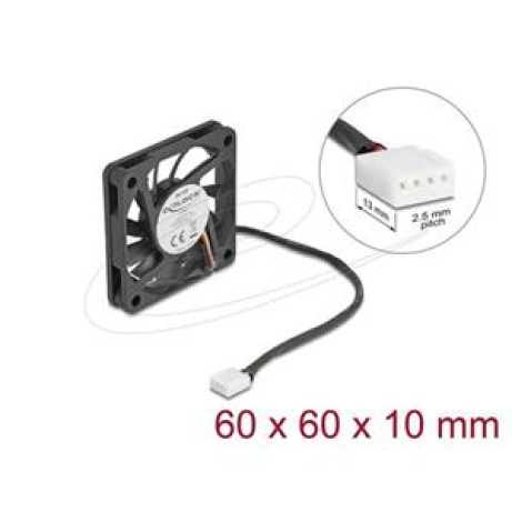 Delock Axiální ventilátor: 12 V DC, 60 x 60 x 10 mm, černý
